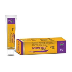 Clobetasol Topical 0.05% + Gentamicin 0.1% + Tolnaftate 1% + Iodochlorhydroxyquinoline 1% + Clotrimazole 1% (Dermifree Cream) - 15 gm