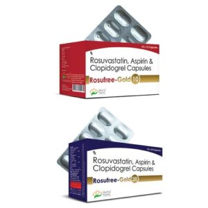 Rosuvastatin 20mg + Clopidogrel 75mg + Aspirin 7mg (Rosufree Gold 20) - 100 tablets