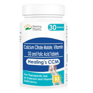 Calcium Citrate 250mg + Cholecalciferol (Vitamin D3) 100iu + Folic Acid 50mcg (Healing's CCM Tab) - 30 Tablets