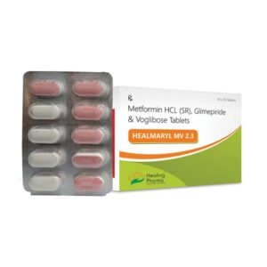 Glimepiride 2mg + Metformin 500mg + Voglibose 0.3mg (Healmaryl MV 2.3) - 10  Tablets