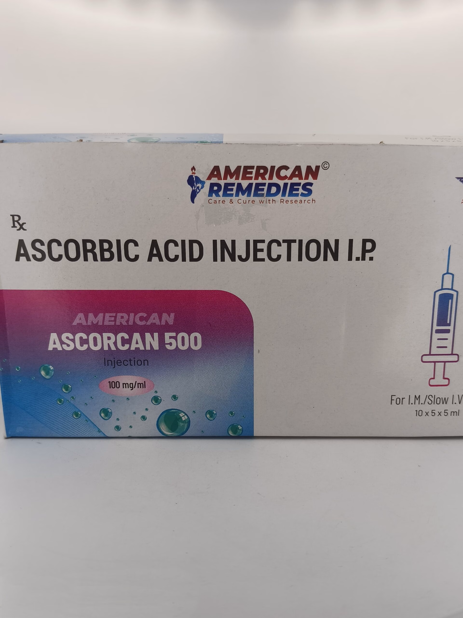 AMERICAN ASCORCAN 500 INJECTION - 10 AMPOULES OF 5ML