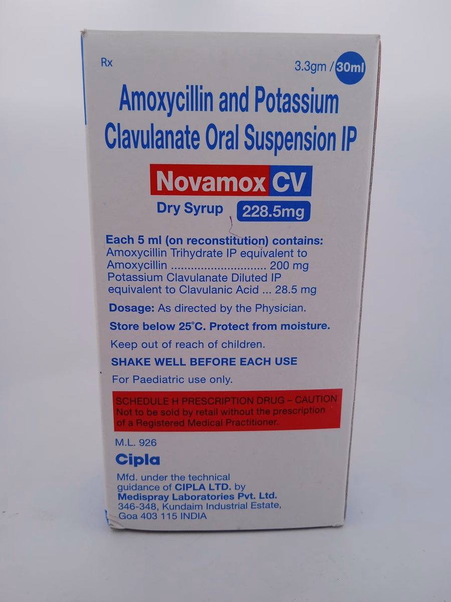 NOVAMOX CV DRY SYRUP 228.5 MG - 1 BOTTLE OF 3.3g/30ML - Image 4