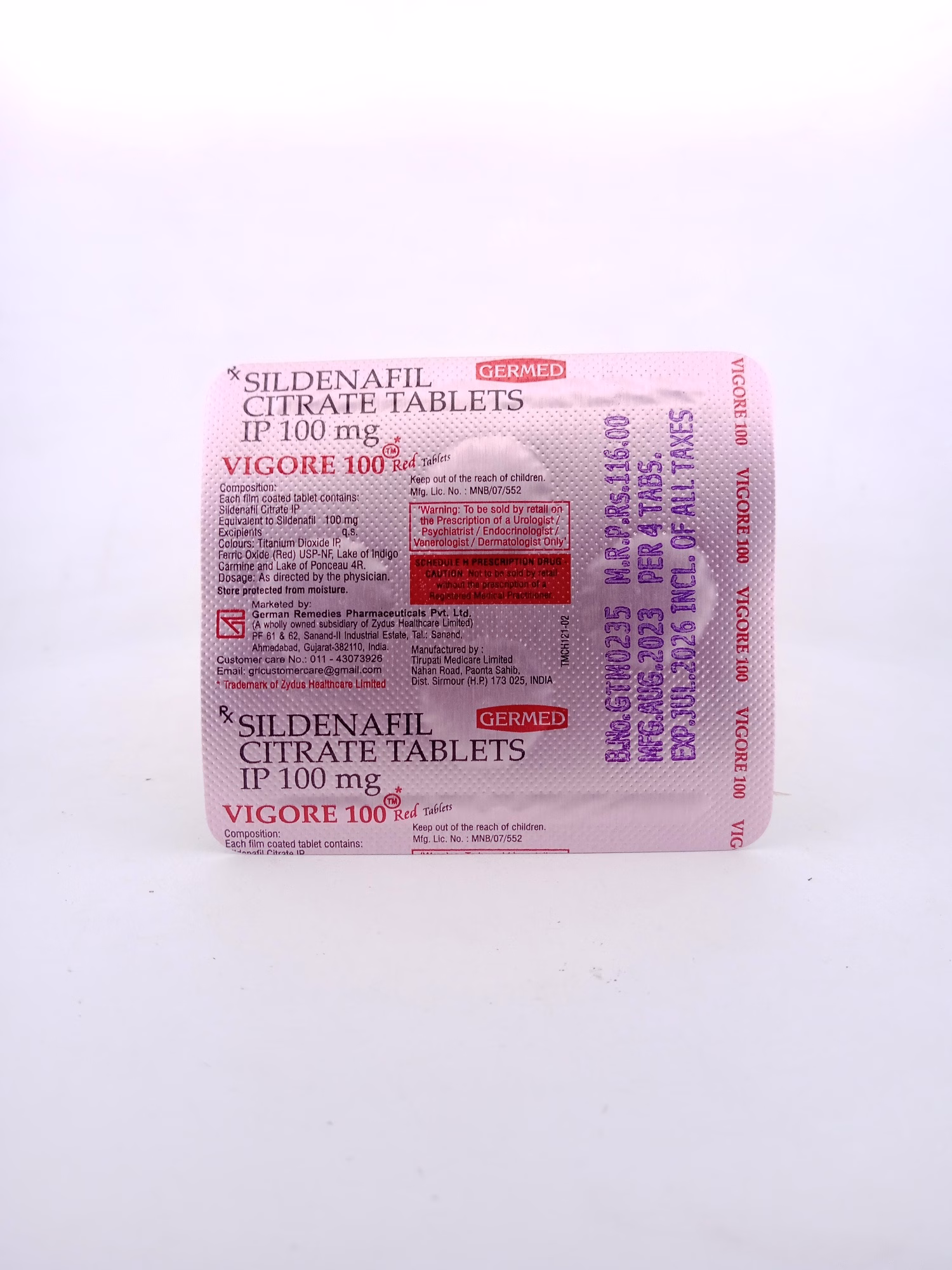 VIGORE 100 MG - 4 TABLETS - Image 3